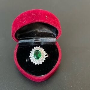 Green ring 14 k gold plated ring